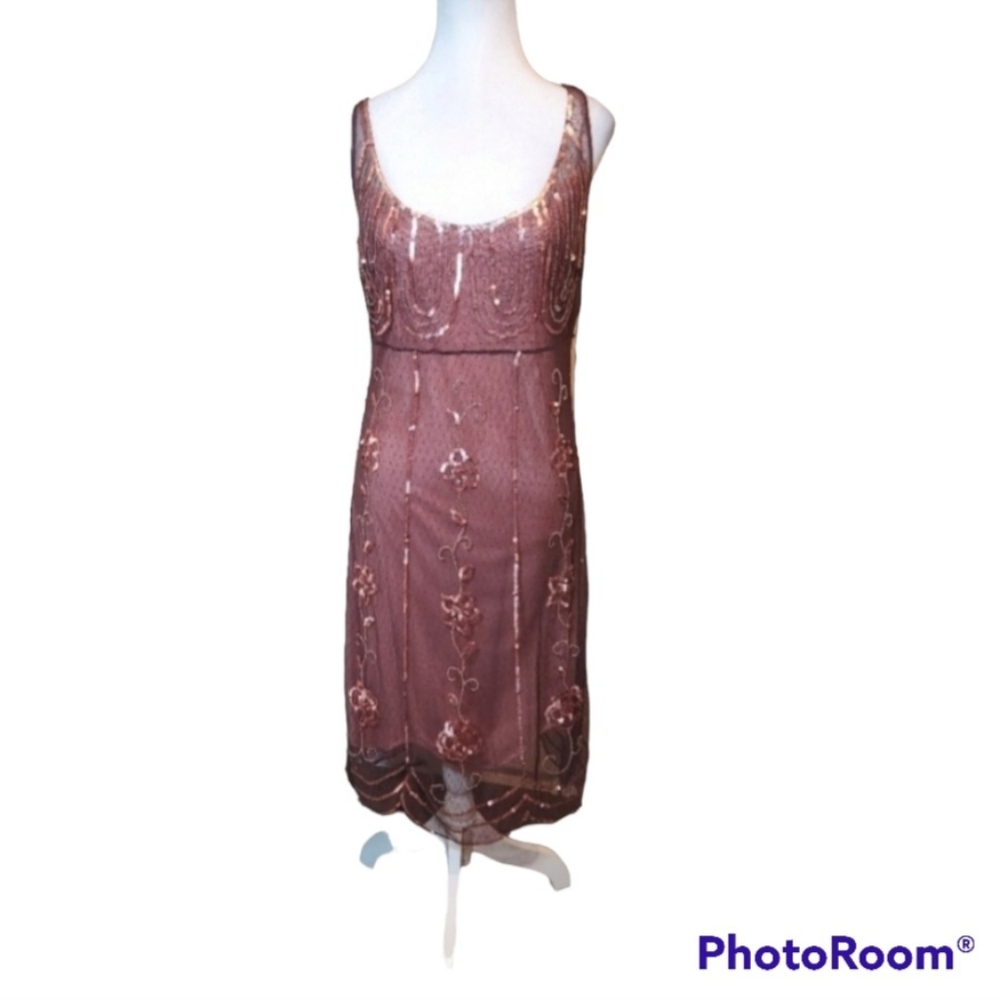 COPY - Beautiful Betsy Johnson Dusty Rose Pink Lace, Beading and Sequins Slip O…